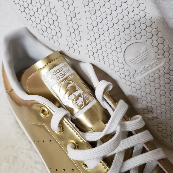 🚫SOLD🚫 adidas men's stan smith sneaker shoes gold metallic - Picture 8 of 16